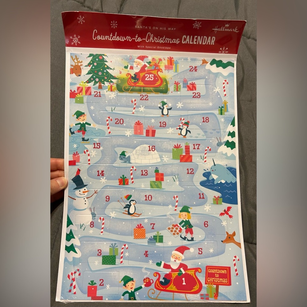 New & Sealed Vintage Hallmark Countdown to Christmas Calendar Playful Penguins